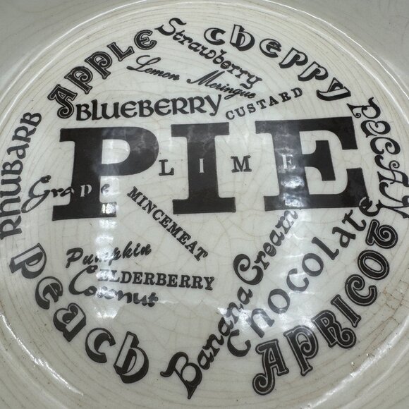 Ceramic Pie Dish With Retro Typography Design Featuring Various Pie Flavors - Picture 2 of 3